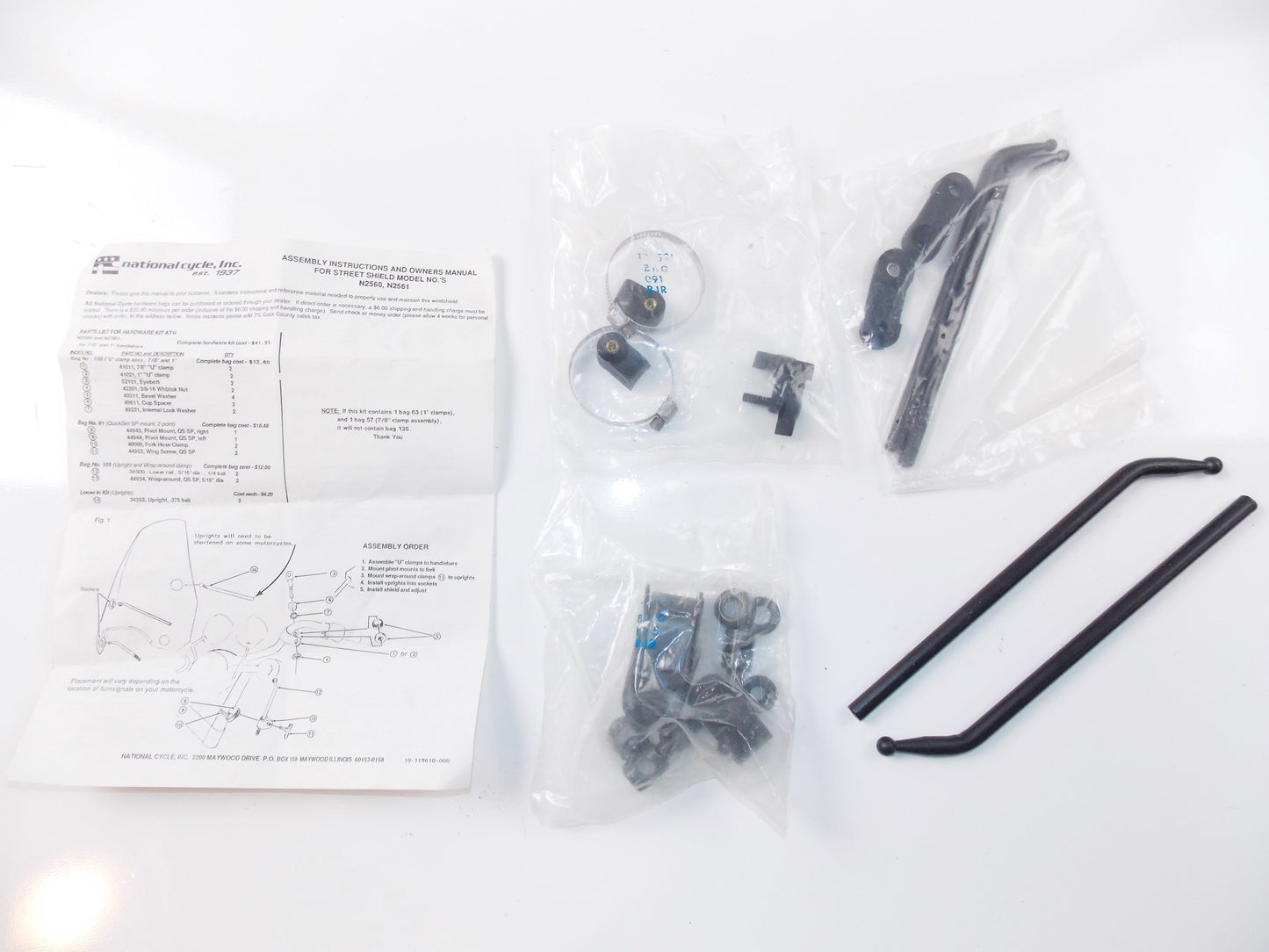 NOS SMOKE WINDSHIELD 16.5"x17.5"+(2) HARDWARE KITS MOUNTING SCOOTER MOPED VESPA - MotoRaider