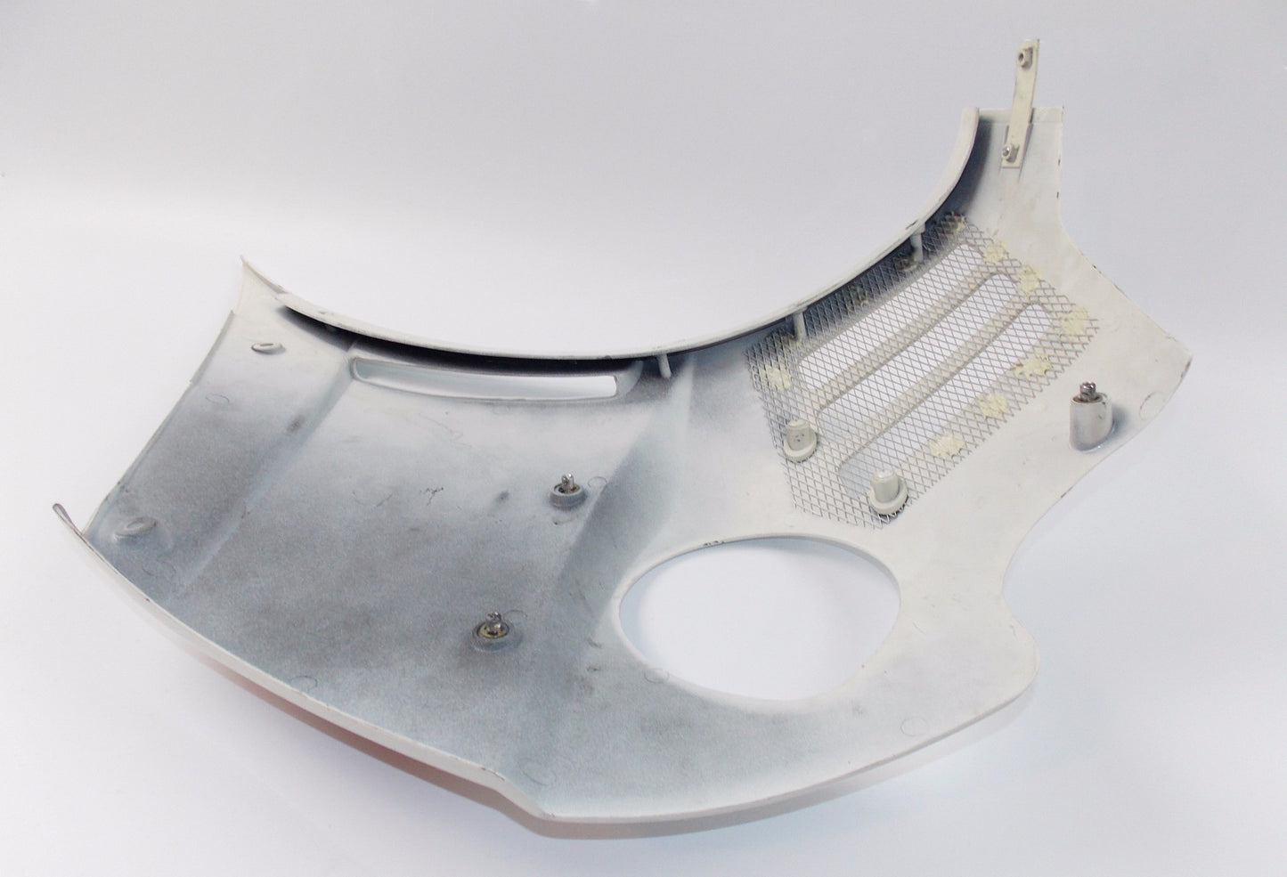 NOS OEM SUZUKI PEARL WHITE PLASTIC LEFT SIDE HIGHER FAIRING PANEL - MotoRaider