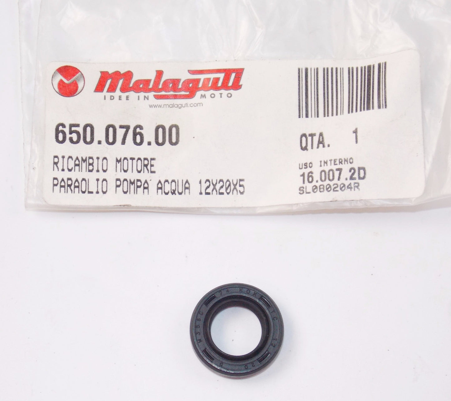 NOS OEM MALAGUTI CENTRO 160 / 4T - I.E. Euro 3 OIL SEAL 12x20x5 # 650.076.00 - MotoRaider