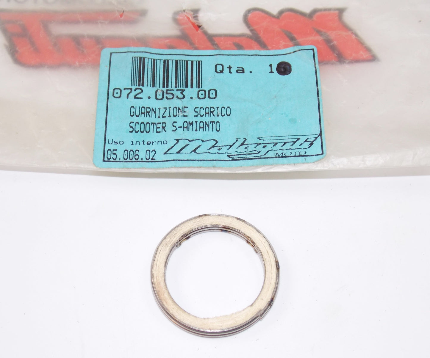NOS OEM MALAGUTI F10 F12 F15 CIAK CENTRO EXHAUST GASKET 072.053.00 - MotoRaider