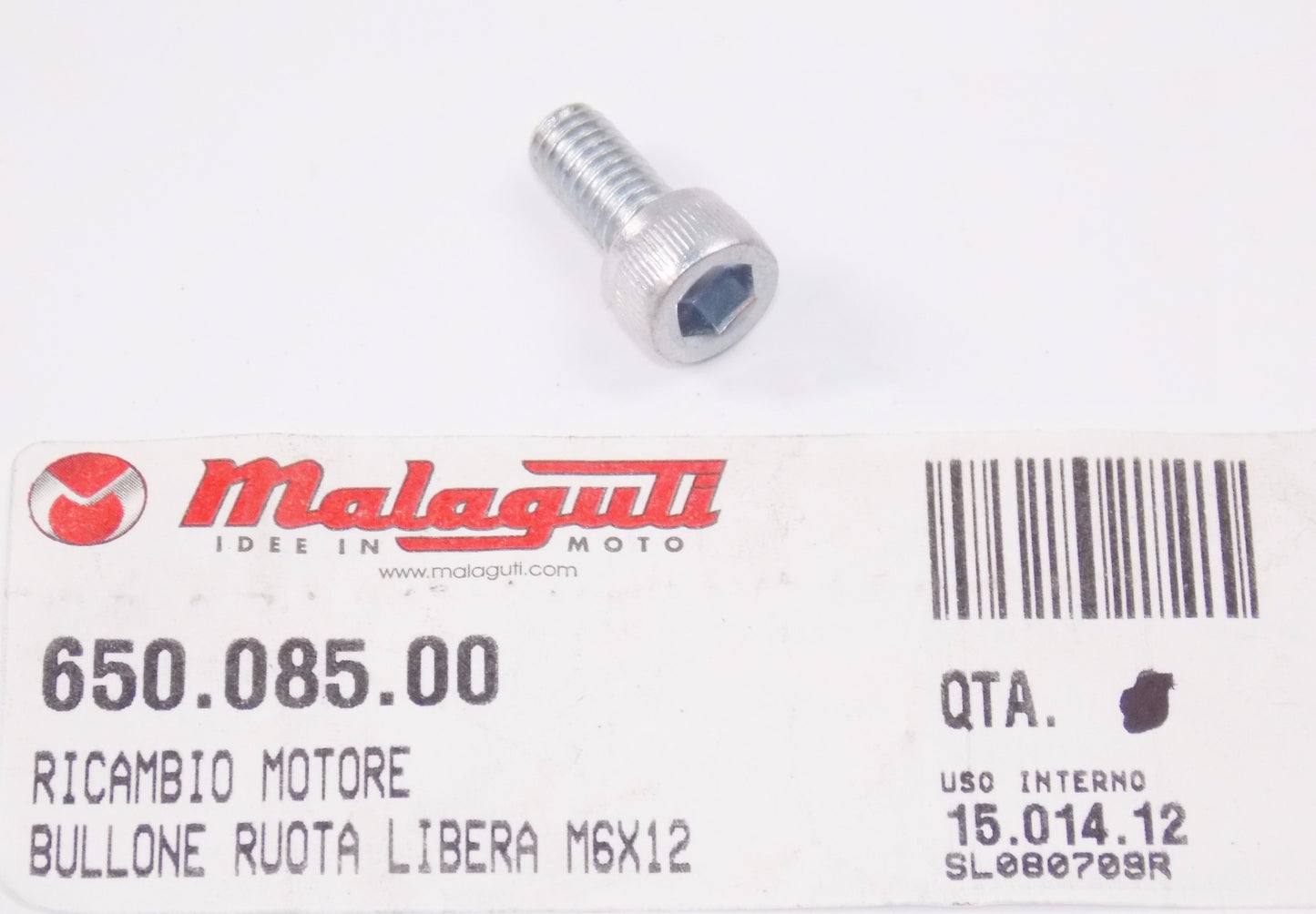 NOS OEM MALAGUTI CENTRO 160/4T BLOG 125/4T - I.E. Euro 3 SCREW M6x12 650.085.00 - MotoRaider