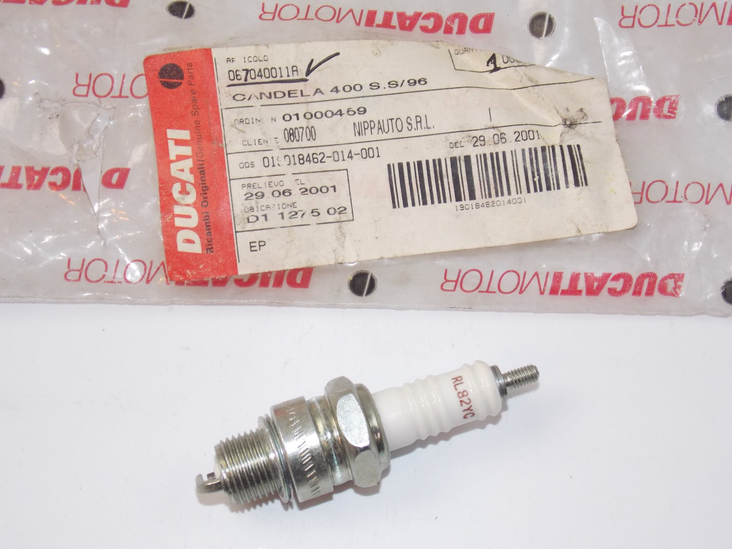 NOS OEM DUCATI 96 400S.S SPARK PLUG 67040011A | 67090011A - MotoRaider