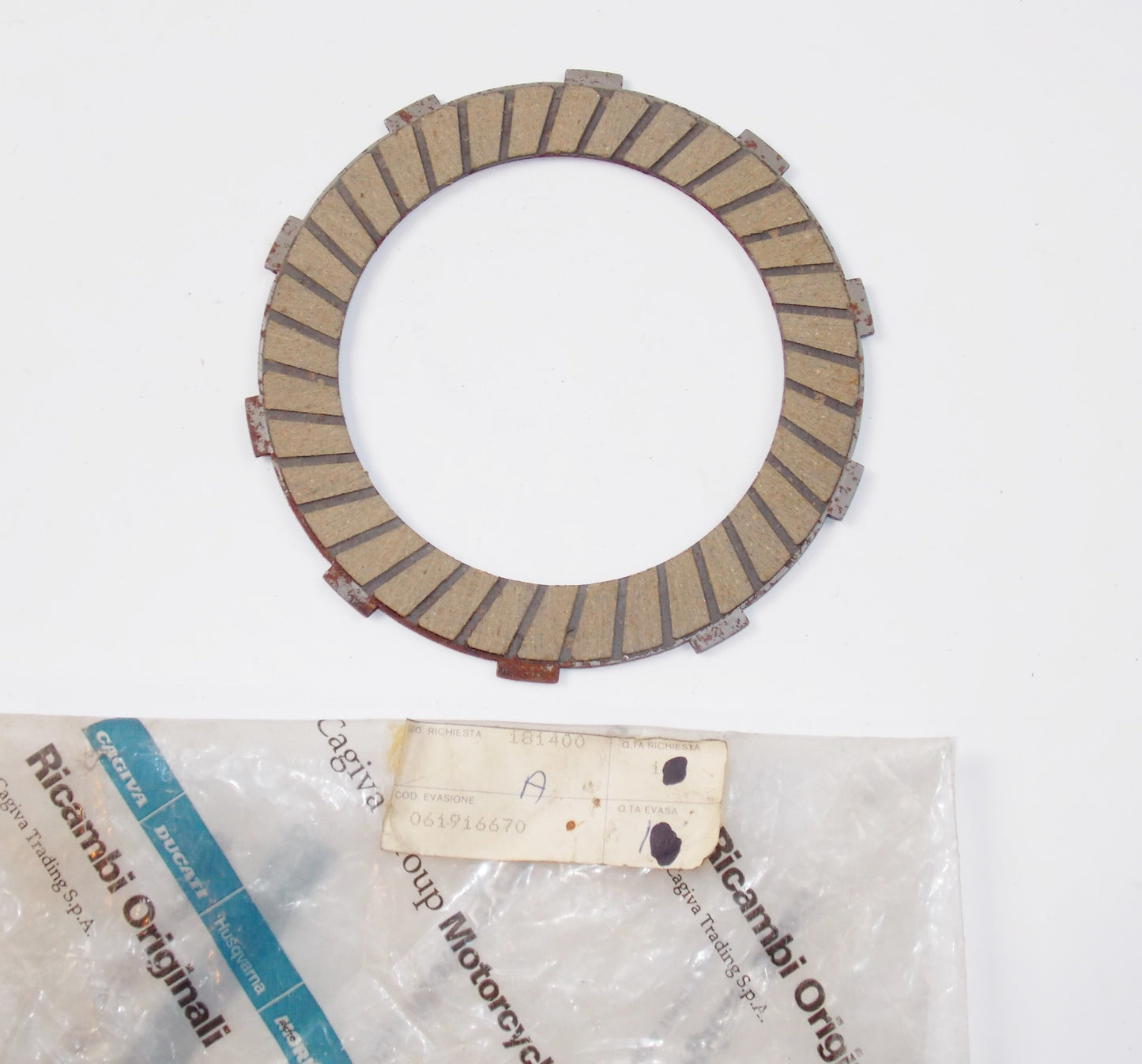 NOS OEM CAGIVA 76-77 DUCATI 350 GTV|GTL 500 GTV|GTL CLUTCH DISC 061916670 - MotoRaider