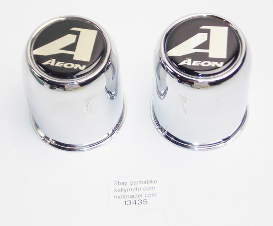 1 PAIR AEON ATV QUAD CHROMED CENTER WHEEL HUB CAP ID=68mm H=83mm - MotoRaider
