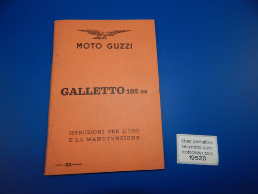 1959 MOTO GUZZI GALLETTO 192cc OWNER MANUAL MAINTENANCE BOOK ITALIAN VINTAGE - MotoRaider
