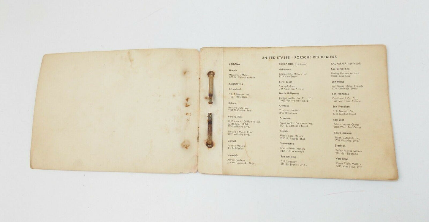 1957 PORSCHE 356-A DRIVER OWNER MANUAL USA DEALER LIST BOOK MANUAL POUCH HOLDER - MotoRaider