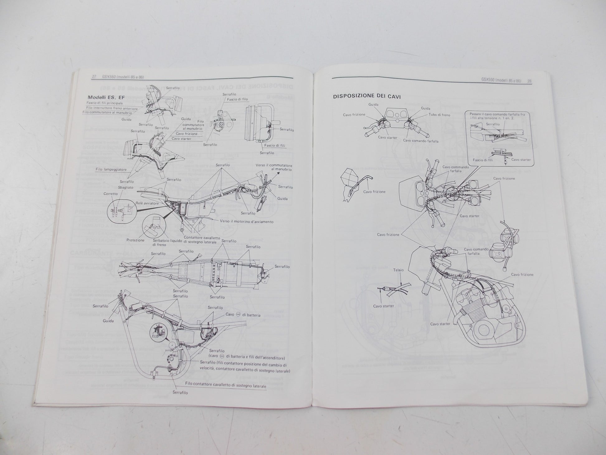 11/1985 SUPPLEMENT SERVICE MANUAL CATALOG BOOK SUZUKI  GSX550 ITALIAN - MotoRaider