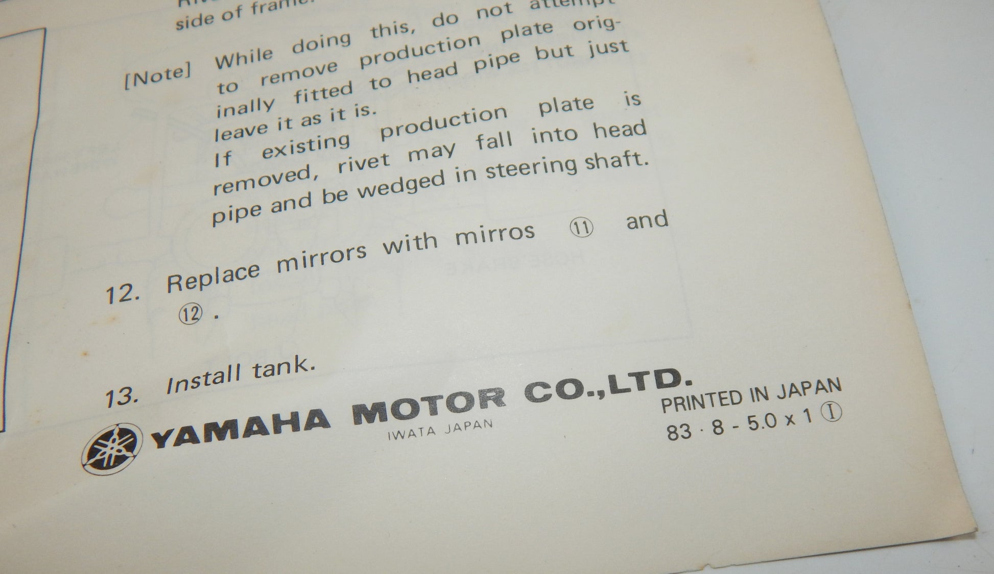 1983 YAMAHA XJ900 HIGH SPEED KIT FAIRING BRACKET HARDWARE MIRRORS 90891-20025 - MotoRaider