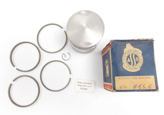 NOS ASSO WERKE PISTON + RINGS + CLIP DIAMETER 65.6 mm STROKE MOTOR ENGINE - MotoRaider