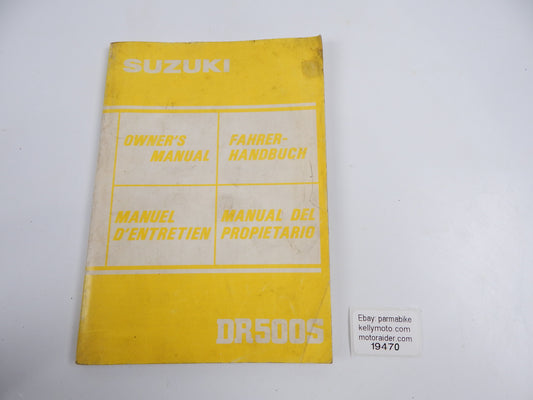 1982 SUZUKI DR500-S USER OWNER MANUAL BOOK 99011-37432-01M MULTI LANGUAGE - MotoRaider