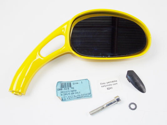 NOS OEM MALAGUTTI PHANTOM SIDE RIGHT MIRROR YELLOW 088.019.70 | 08801970 - MotoRaider