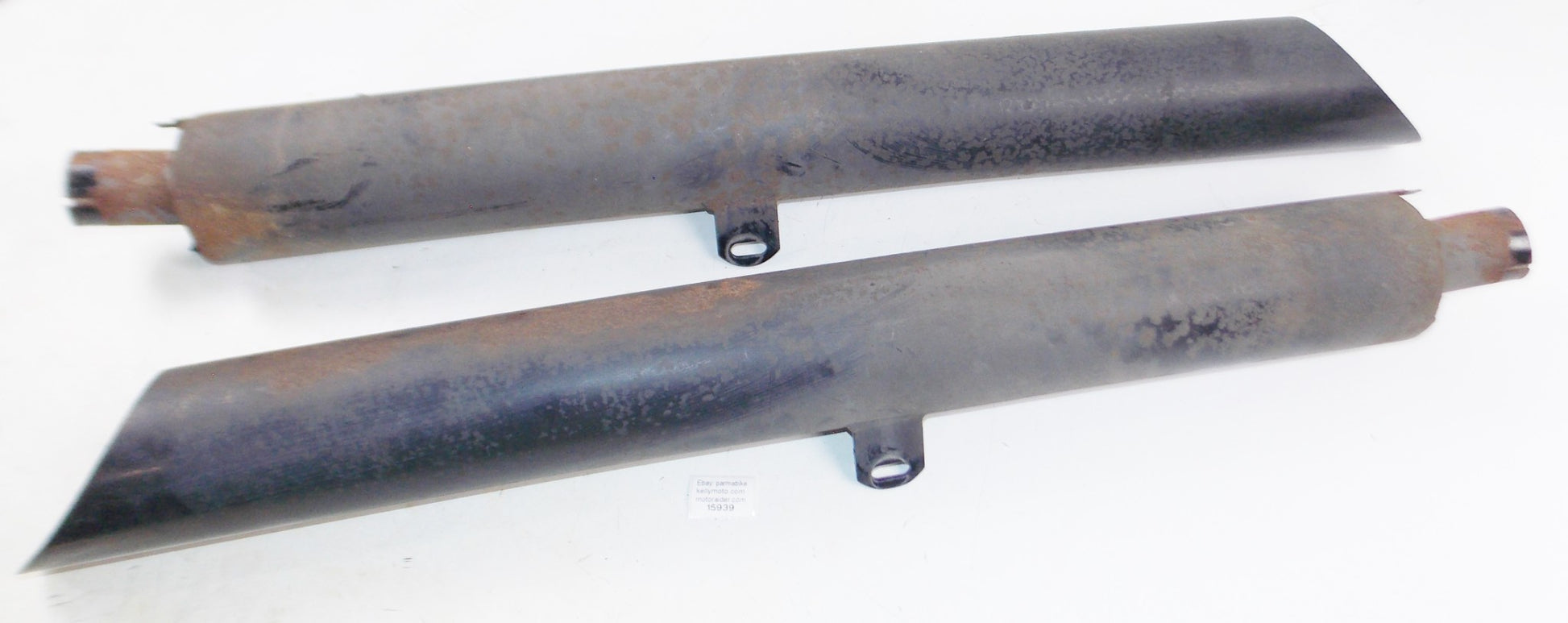 1pr BLACK EXHAUST MUFFLER PIPES INLET ID=1 3/4"  L=37" OD=4" CAFE CUSTOM SPECIAL - MotoRaider