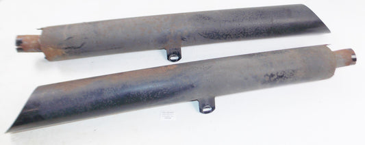 1pr BLACK EXHAUST MUFFLER PIPES INLET ID=1 3/4"  L=37" OD=4" CAFE CUSTOM SPECIAL - MotoRaider