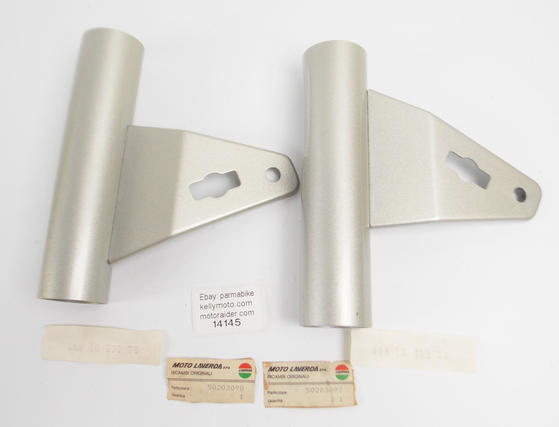 ZUNDAPP LAVERDA LZ50 RIGHT LEFT HEADLIGHT MOUNT SUPPORT SILVER 50203097 50203098 - MotoRaider