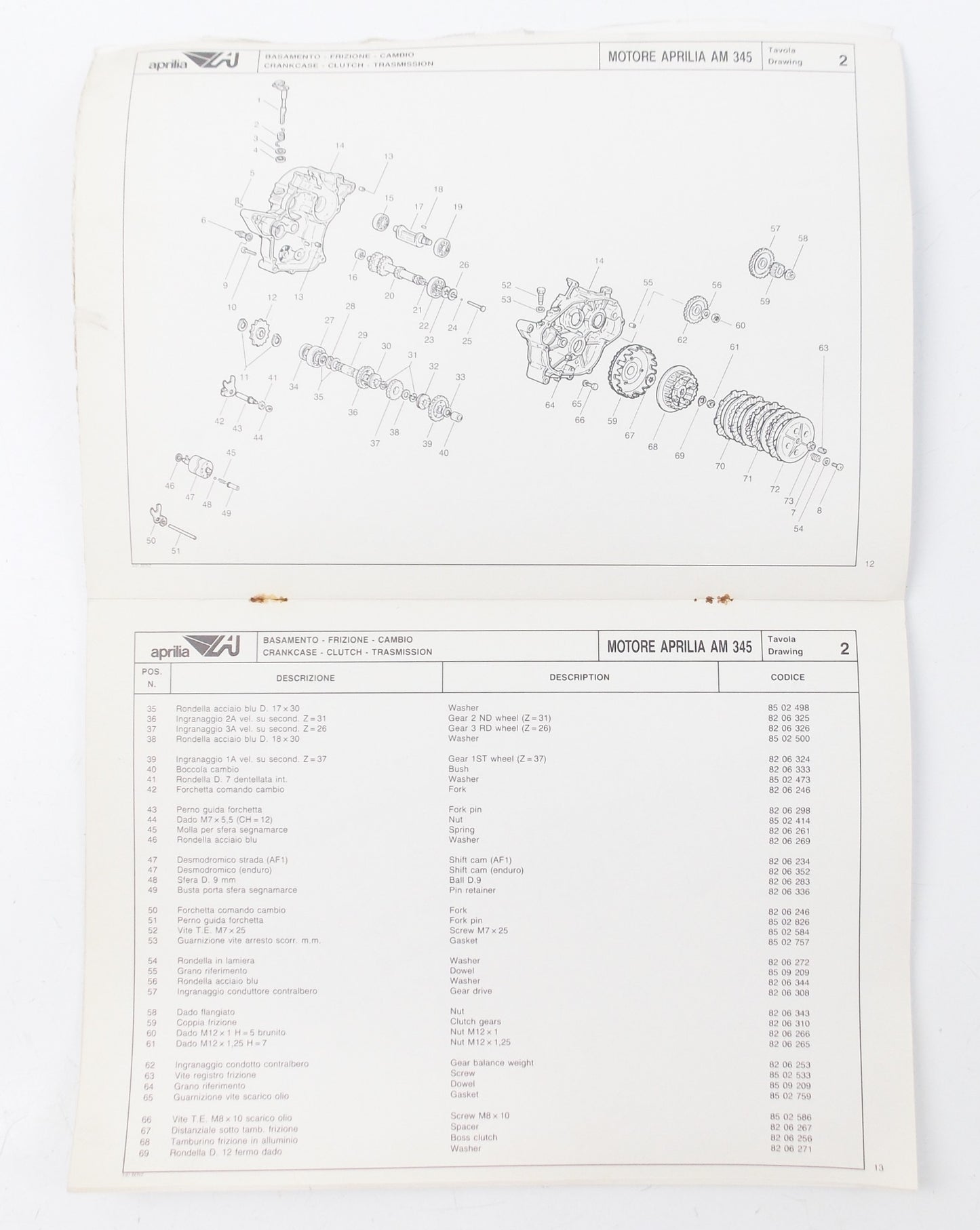 ENGINE MOTOR AM 345 SPARE PARTS CATALOG MANUAL BOOK 793 - MotoRaider