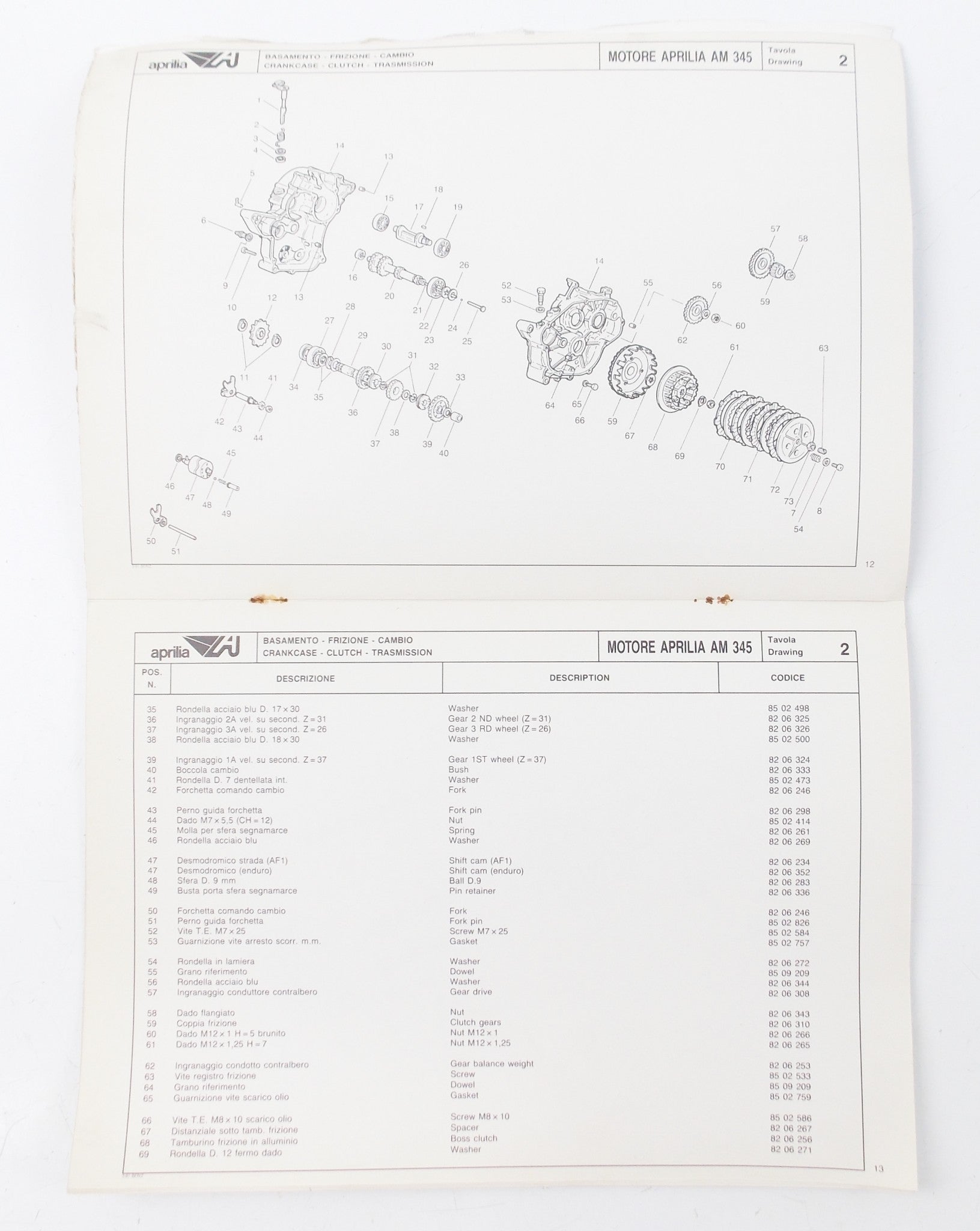 ENGINE MOTOR AM 345 SPARE PARTS CATALOG MANUAL BOOK 793 - MotoRaider