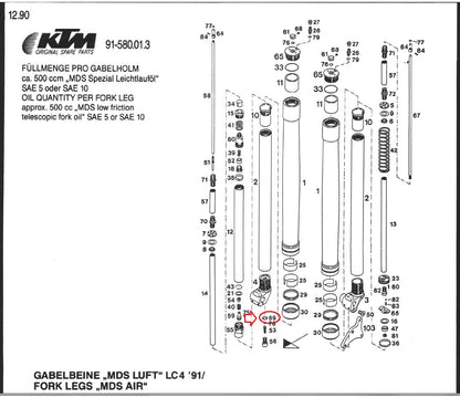 OEM KTM 1990 500/600 LC4 MX/D-DX/ FRONT FORK DAMPER SCREWING WASHER 58001569000 - MotoRaider