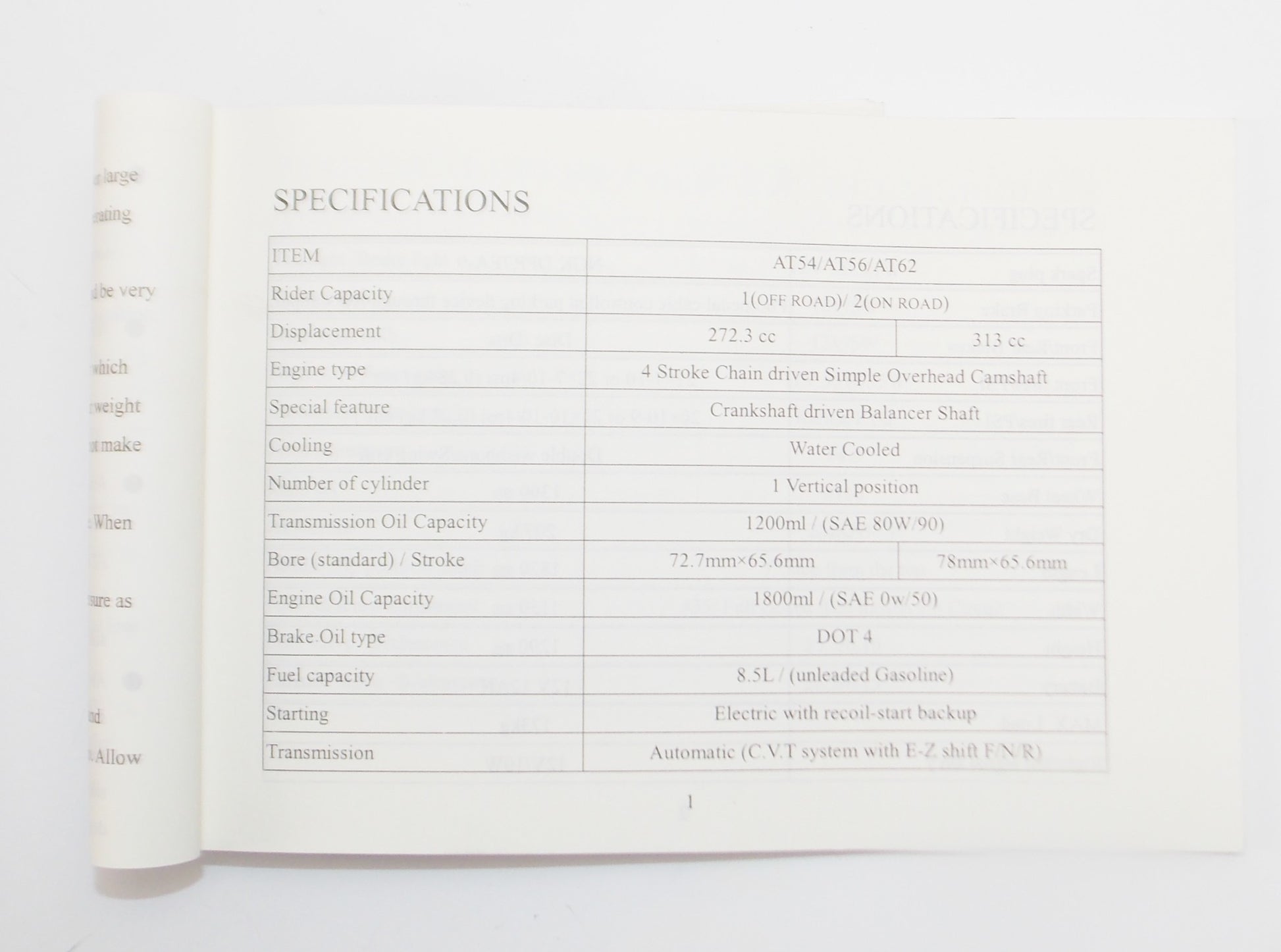 OEM AEON ATV-320 350 OWNER USER MANUAL BOOK ITE AT54/AT56/AT62 QUAD FOUR WHEELER - MotoRaider