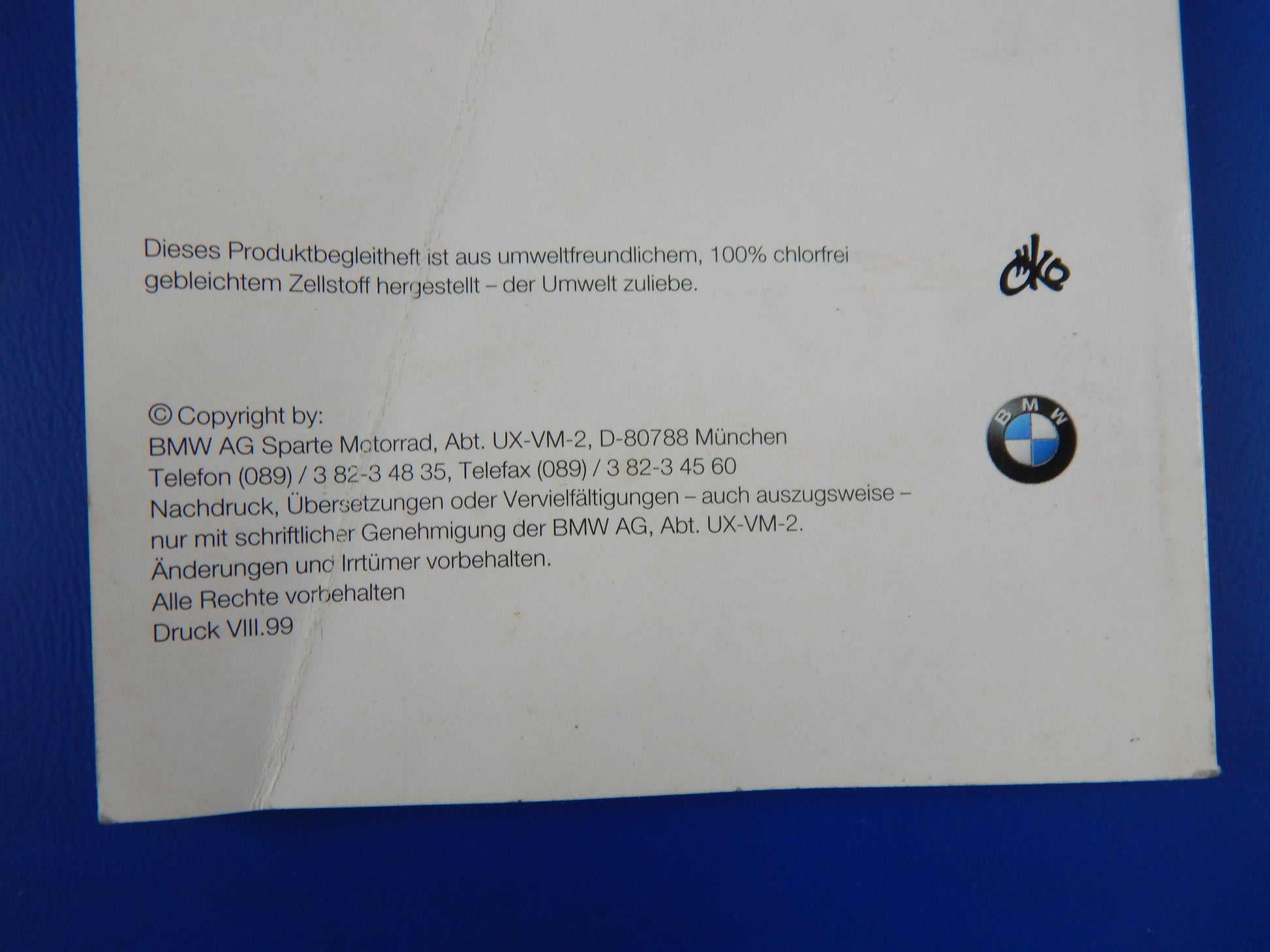 BMW INSTRUCTION MANUAL SYSTEMHELM 4  MULTI LANGUAGE VINTAGE - MotoRaider