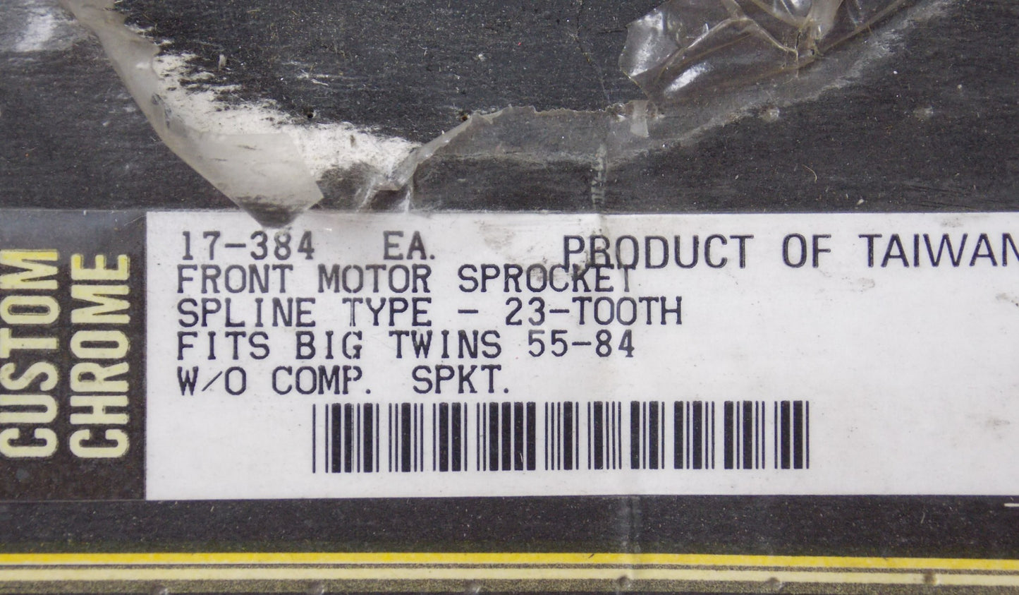 CUSTOM CHROME FRONT MOTOR SPROCKET SPLINE TYPE -23 TOOTH - 17-384 - MotoRaider