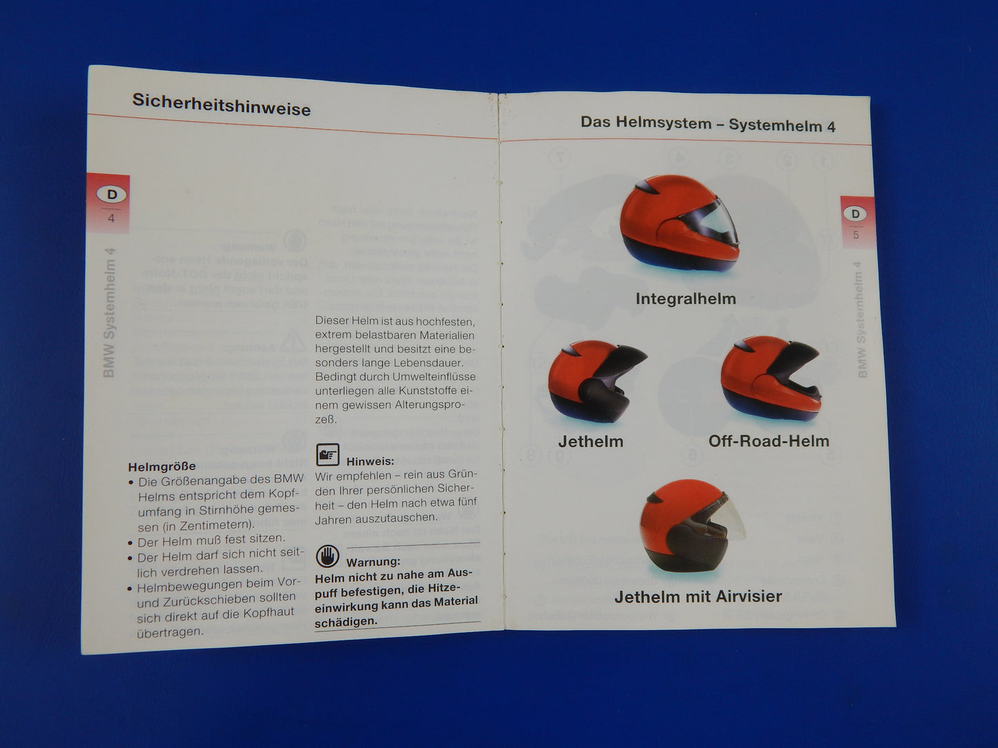 BMW INSTRUCTION MANUAL SYSTEMHELM 4  MULTI LANGUAGE VINTAGE - MotoRaider
