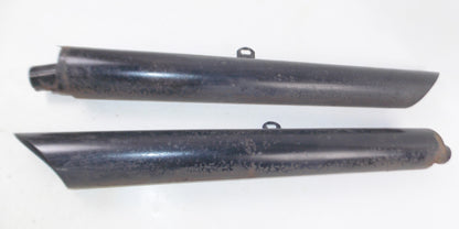 1pr BLACK EXHAUST MUFFLER PIPES INLET ID=1 3/4"  L=37" OD=4" CAFE CUSTOM SPECIAL - MotoRaider