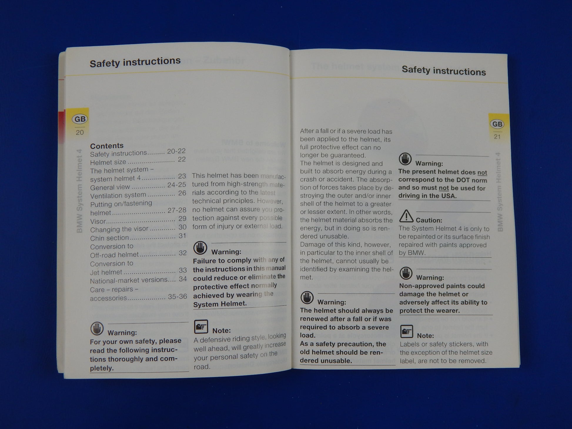 BMW INSTRUCTION MANUAL SYSTEMHELM 4  MULTI LANGUAGE VINTAGE - MotoRaider