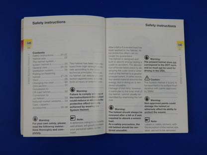 BMW INSTRUCTION MANUAL SYSTEMHELM 4  MULTI LANGUAGE VINTAGE - MotoRaider