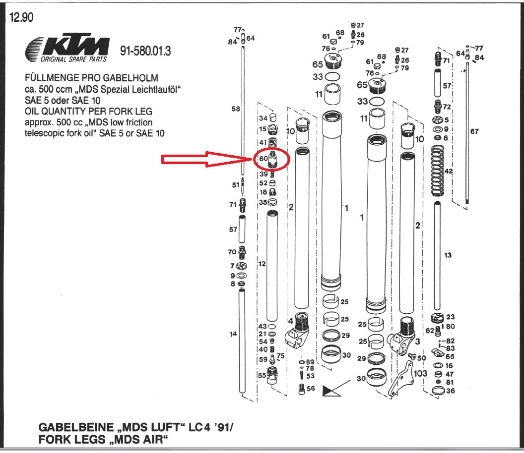 OEM KTM 90-91 500/600 LC4 MX/D-DX/E-XC/E-GS FRONT FORK DAMPER PISTON 58001560000 - MotoRaider