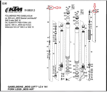 OEM KTM 90-91 500/600 LC4 MX D-XC E-XC FRONT FORK GRIP CONNECTION 58001564000 - MotoRaider
