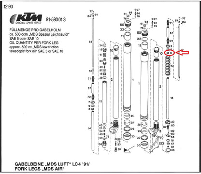 OEM KTM 90-91 500/600 LC4 FRONT FORK REBOUND VALVE SUPPORT #13 58001506013 - MotoRaider