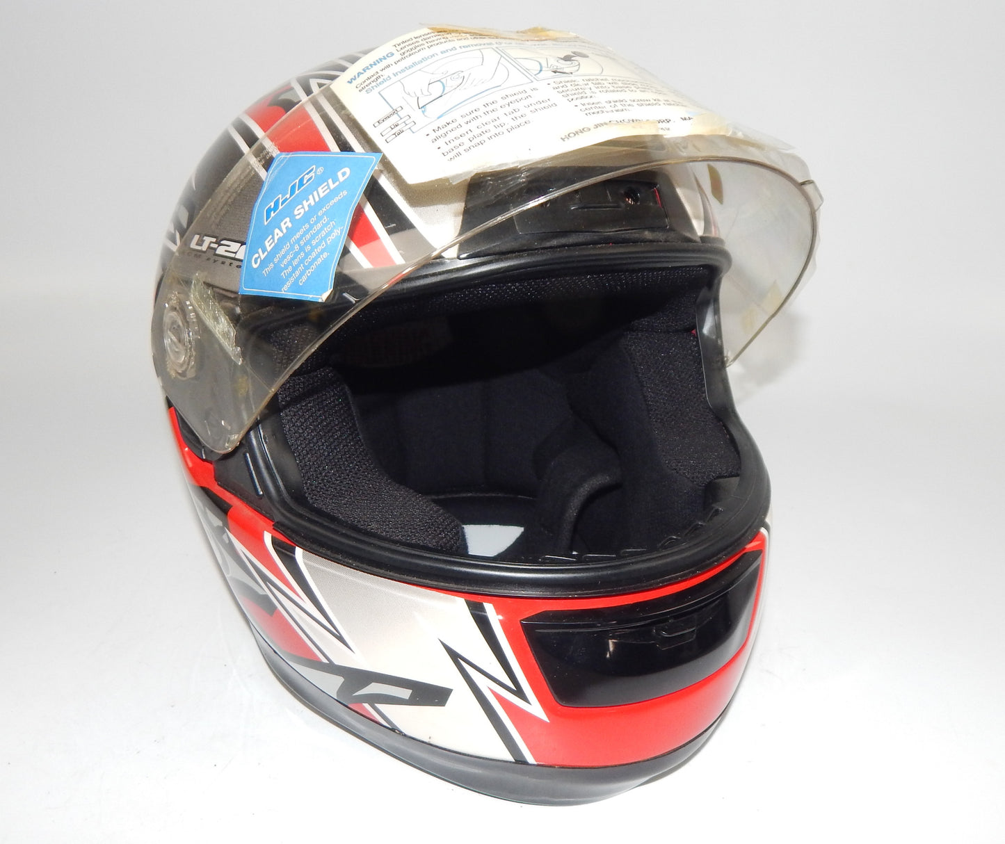 HJC LT-20 MOTORCYCLES FULL FACE HELMET RED/GREY/WHITE/BLACK CLEAR SHIELD SIZE M - MotoRaider
