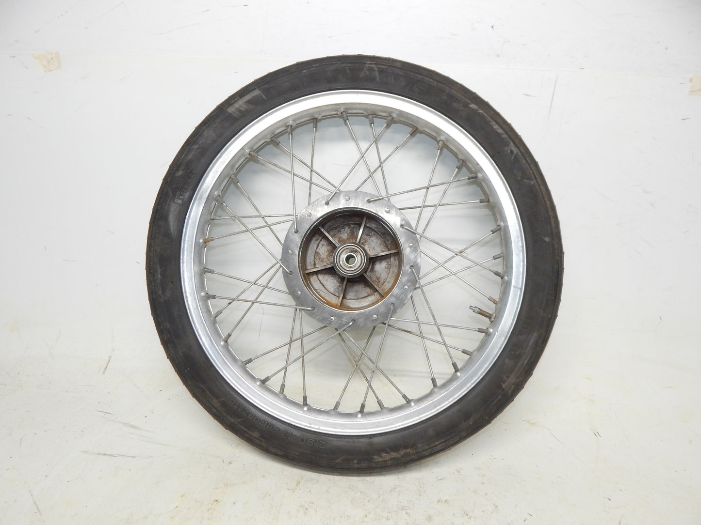 1970's GILERA GIUBILEO 125 FRONT WHEEL 17" RIM HUB SPOKES VINTAGE ITALY - MotoRaider