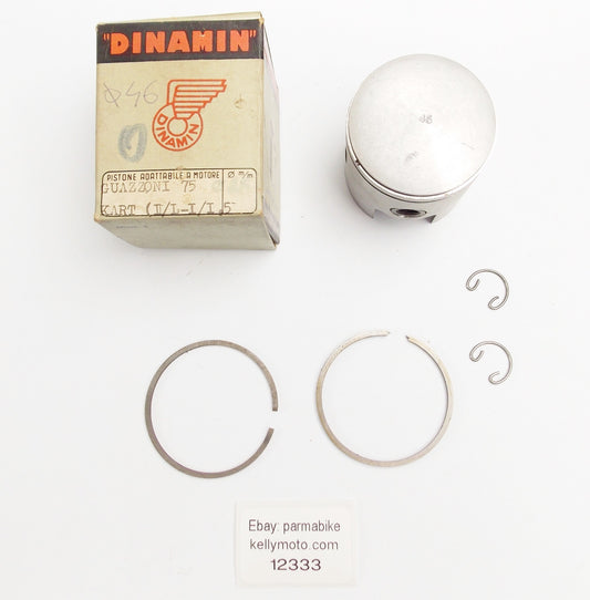 NOS DINAMIN PISTON  + PIN + RINGS + CLIPS SET CPL  46 MM GUAZZONI 75cc KART - MotoRaider