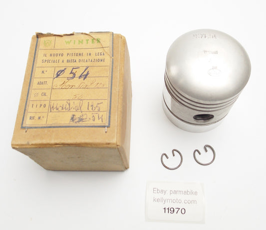 NOS WINTER MONDIAL 125 cc PISTON + CLIPS SET DIAMETER 54 mm - MotoRaider