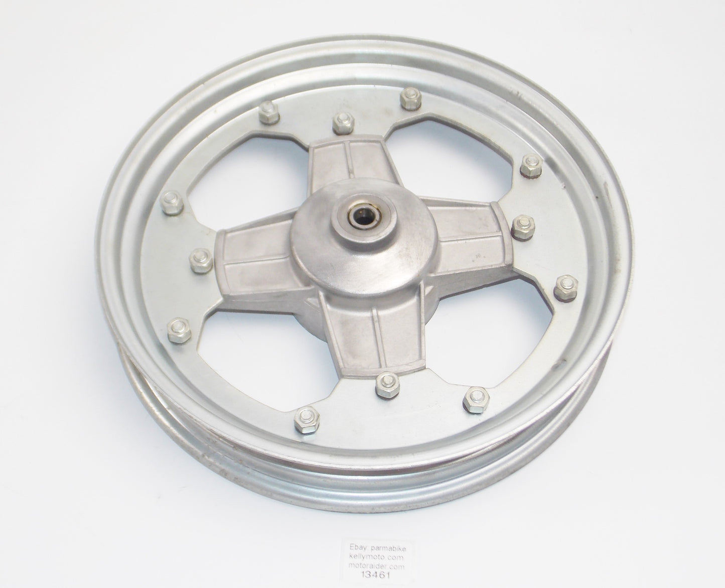 FRONT WHEEL RIM STEEL 1.85x12 MOTORCYCLES SCOOTER DRUM D=3 3/8" AXLE D=10 mm - MotoRaider