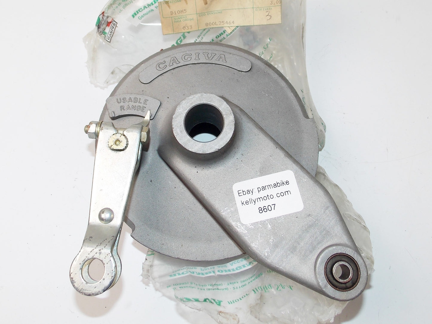 NOS OEM CAGIVA 1983 SST 125 LOW RIDER REAR WHEEL BRAKE PLATE 800L25464 - MotoRaider