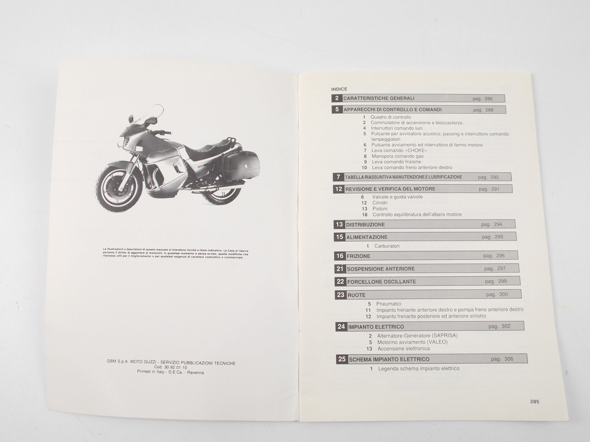 1980's MOTO GUZZI 1000 SP III - COD. 30920110 WORKSHOP MANUAL BOOK - MotoRaider