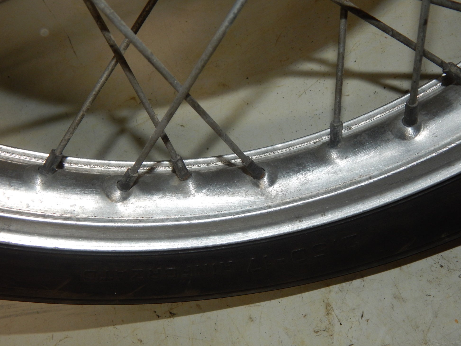 1970's GILERA GIUBILEO 125 FRONT WHEEL 17" RIM HUB SPOKES VINTAGE ITALY - MotoRaider
