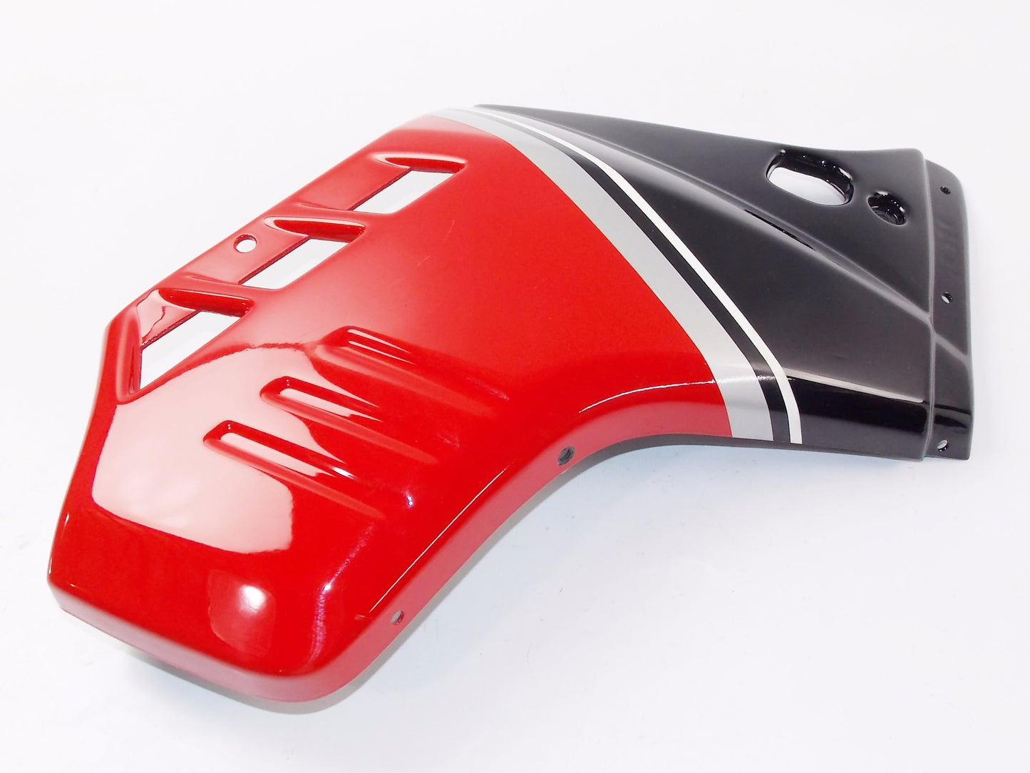 NOS OEM CAGIVA 1987 ELEFANT 350 RH GAS TANK SHROUD FAIRING (BLACK/RED) 800057658 - MotoRaider