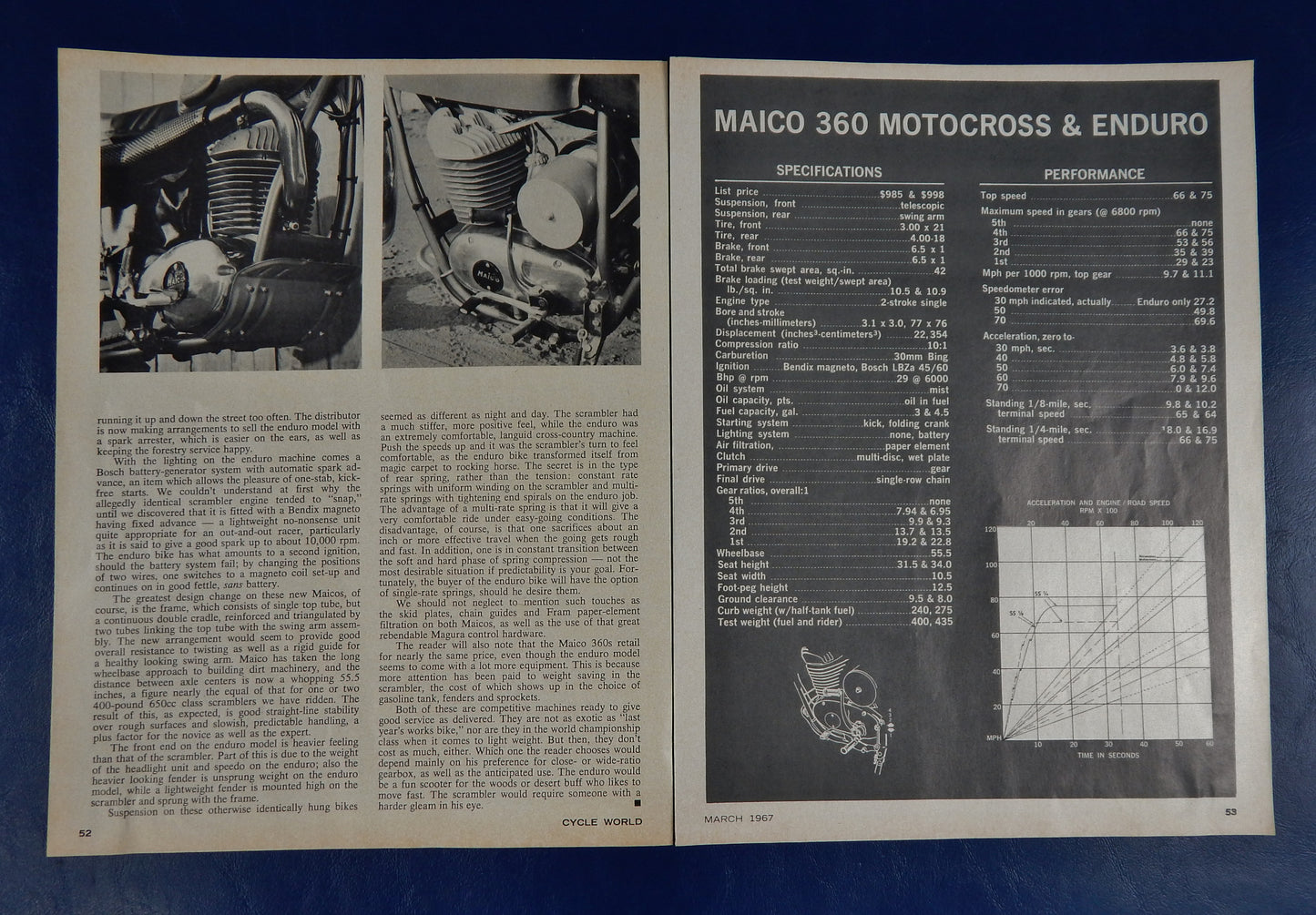 ORIGINAL 1967 CYCLE WORD MAGAZINE ROAD TEST MAICO 360 MOTOCROSS ENDURO VINTAGE - MotoRaider