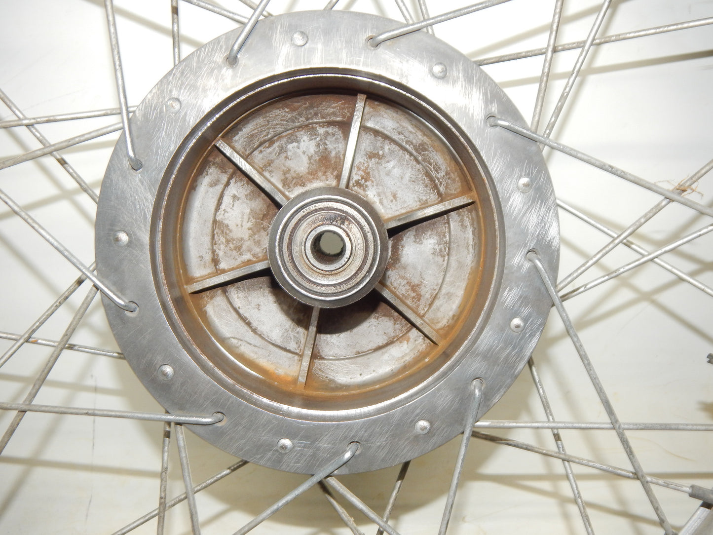 1970's GILERA GIUBILEO 125 FRONT WHEEL 17" RIM HUB SPOKES VINTAGE ITALY - MotoRaider