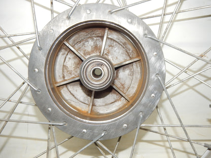 1970's GILERA GIUBILEO 125 FRONT WHEEL 17" RIM HUB SPOKES VINTAGE ITALY - MotoRaider