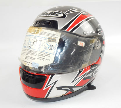 HJC LT-20 MOTORCYCLES FULL FACE HELMET RED/GREY/WHITE/BLACK CLEAR SHIELD SIZE M - MotoRaider