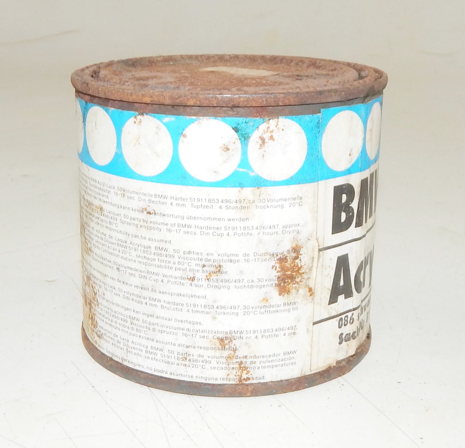 OEM BMW PAINT CAN 250ml ACRYLIC VARNISH BMW 086 BLACK (SCHWARZ) 51911853412 - MotoRaider
