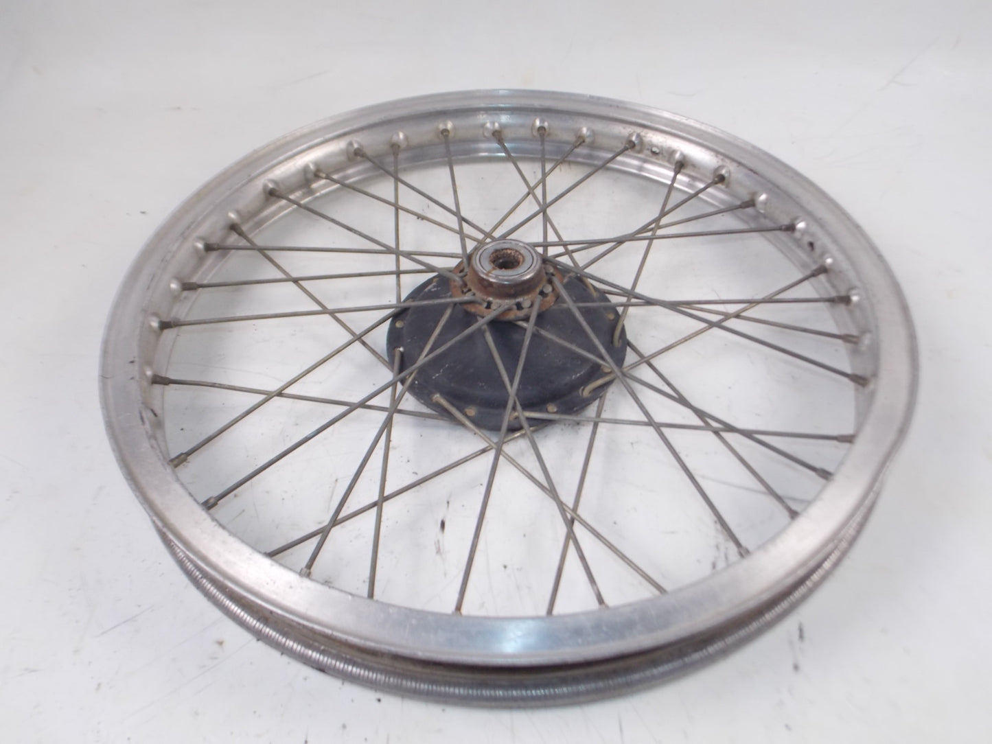 1970's HUSQVARNA 21" FRONT WHEEL AKRONT RIM SPOKES HUB VINTAGE MOTOCROSS ENDURO - MotoRaider