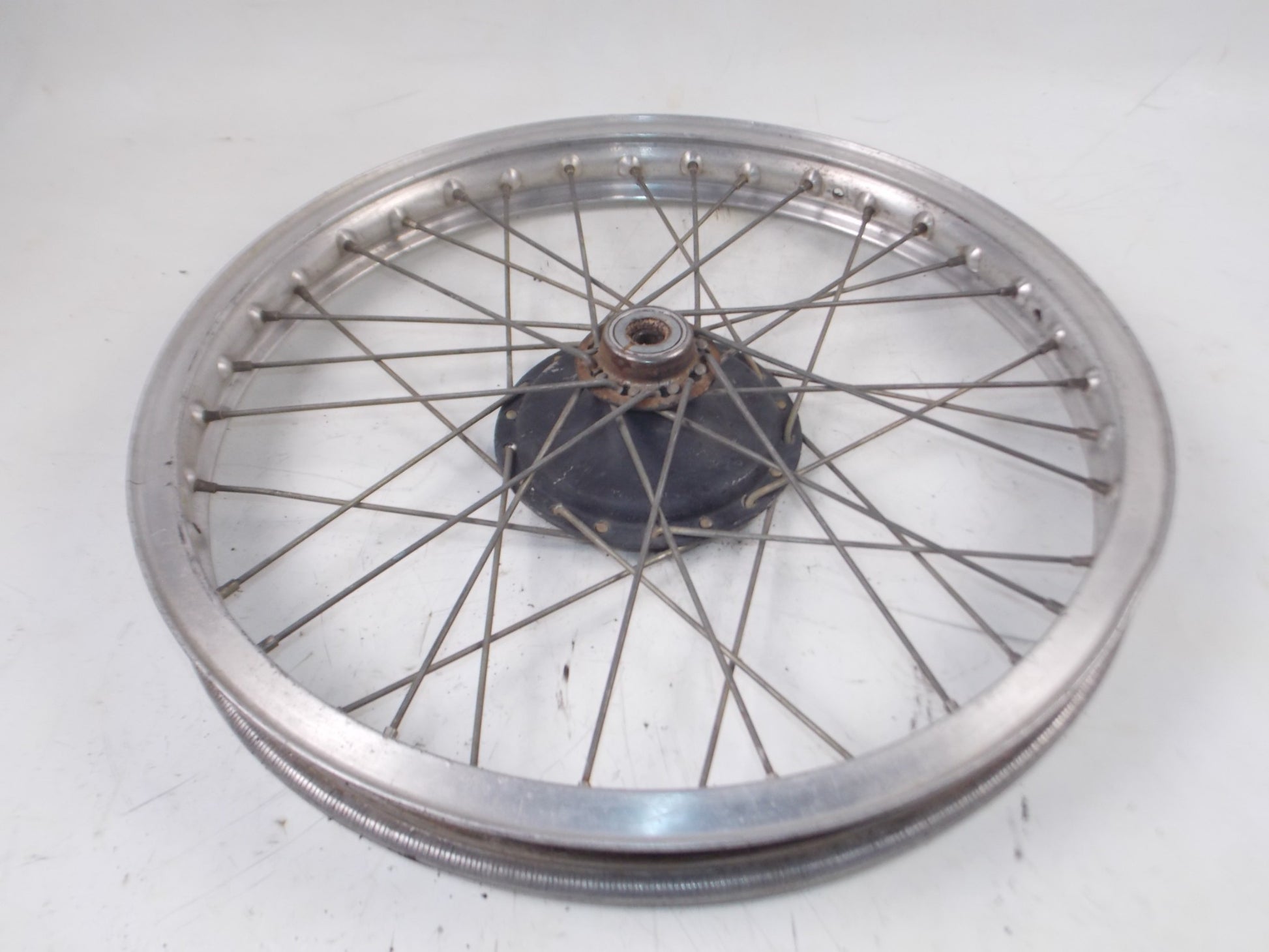 1970's HUSQVARNA 21" FRONT WHEEL AKRONT RIM SPOKES HUB VINTAGE MOTOCROSS ENDURO - MotoRaider