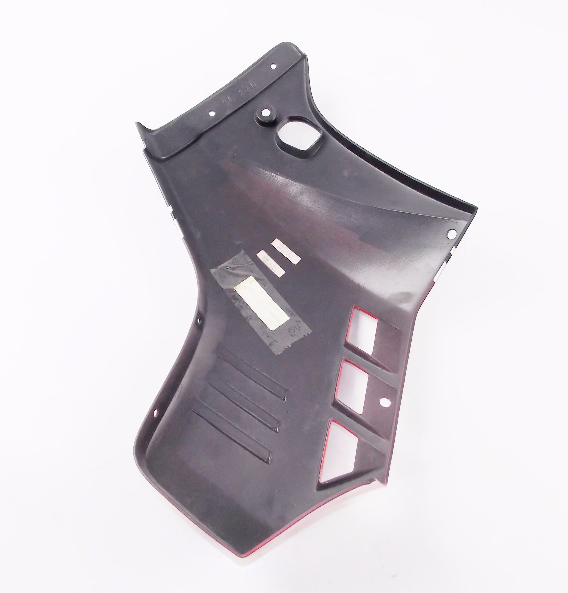 NOS OEM CAGIVA 1987 ELEFANT 350 RH GAS TANK SHROUD FAIRING (BLACK/RED) 800057658 - MotoRaider