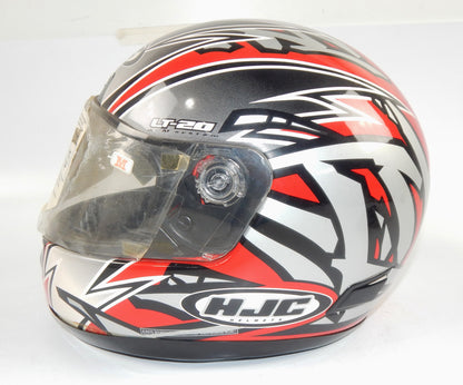 HJC LT-20 MOTORCYCLES FULL FACE HELMET RED/GREY/WHITE/BLACK CLEAR SHIELD SIZE M - MotoRaider