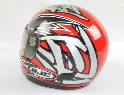 HJC LT-20 MOTORCYCLES FULL FACE HELMET RED/GREY/WHITE/BLACK CLEAR SHIELD SIZE M - MotoRaider